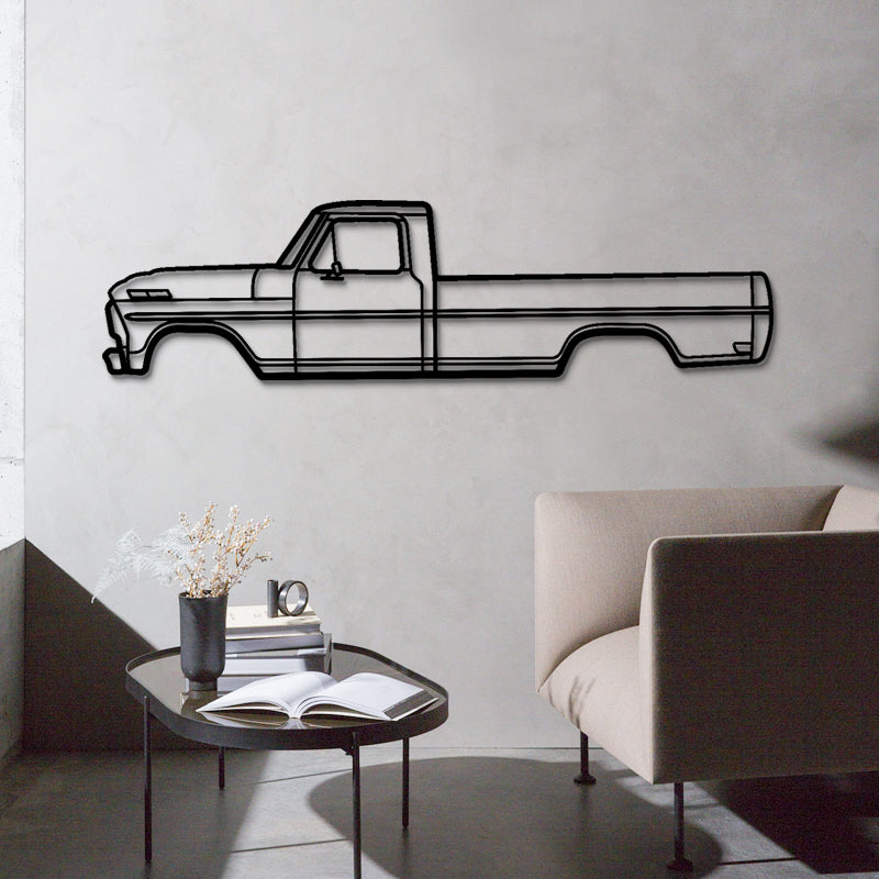 1968 F-100 Car Silhouette - Vintage Pickup Metal Wall Art