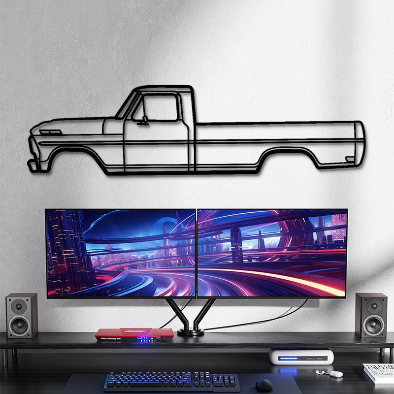 1968 F-100 Car Silhouette - Vintage Pickup Metal Wall Art