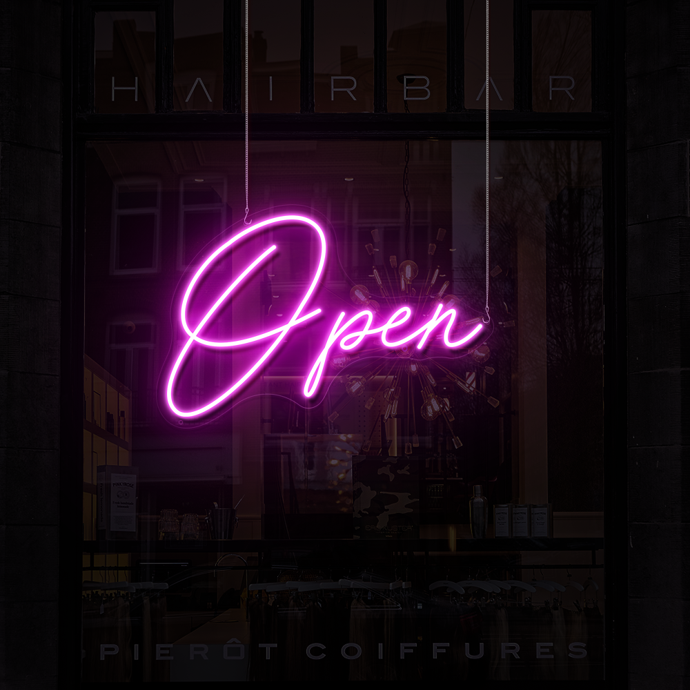 Cursive Open LED -Neonzeichen für Einzelhandelsgeschäfte