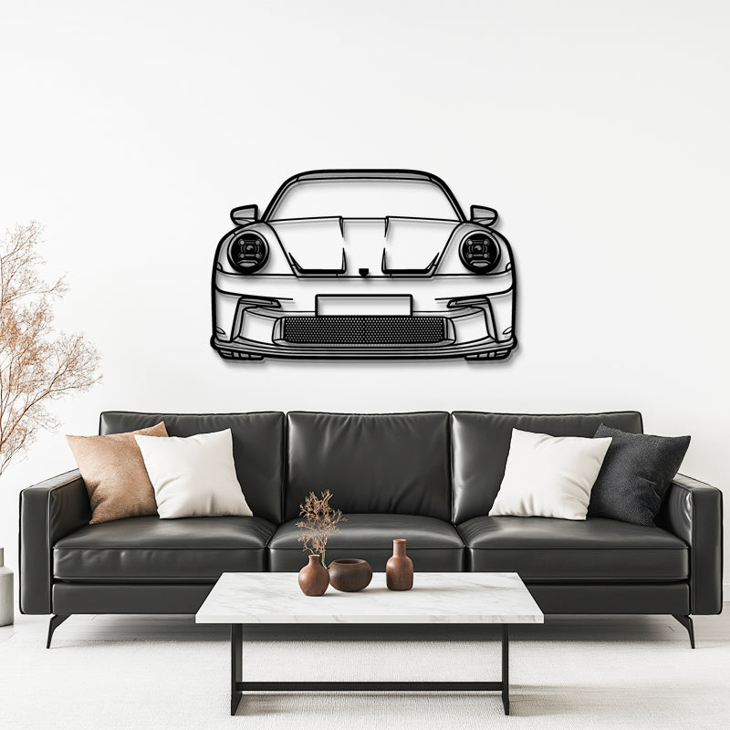 911 GT3 Front Profile Silhouette - Sports Car Metal Wall Art