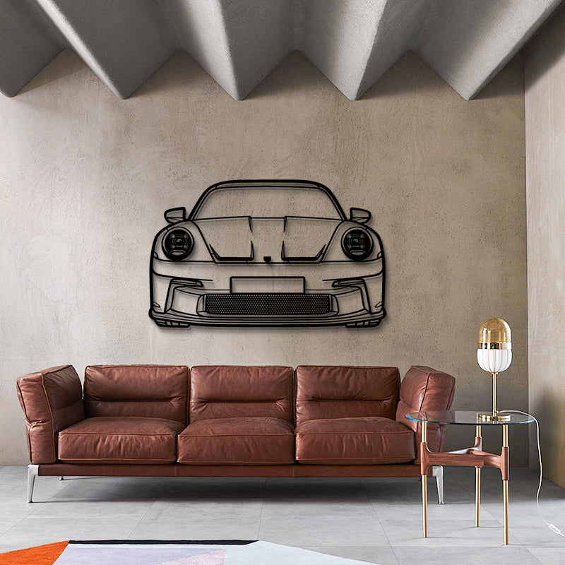 911 GT3 Front Profile Silhouette - Sports Car Metal Wall Art