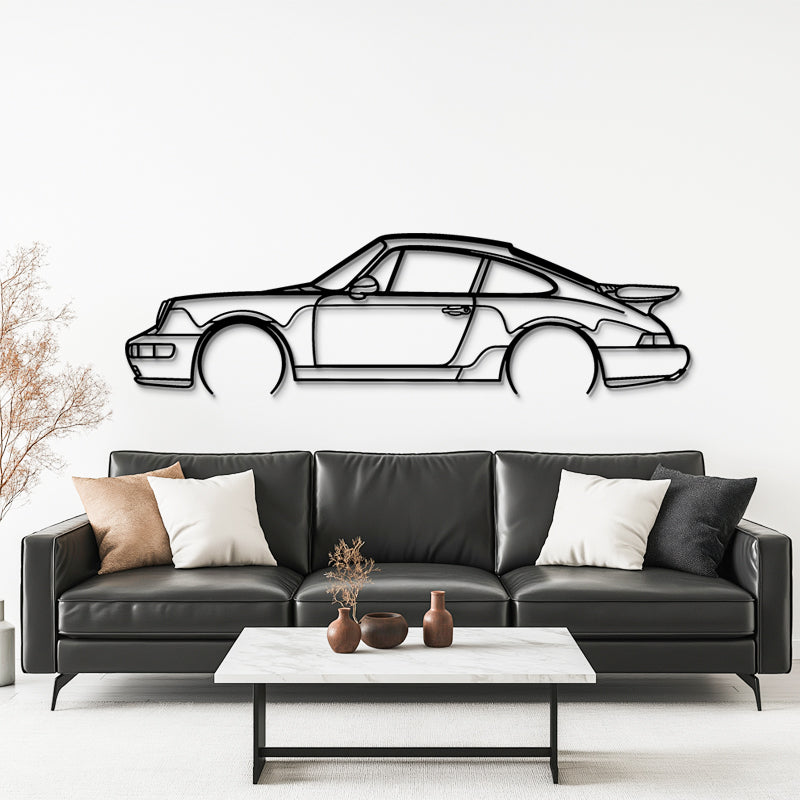 911 Turbo (964) Silhouette - Classic Sports Car Metal Wall Art