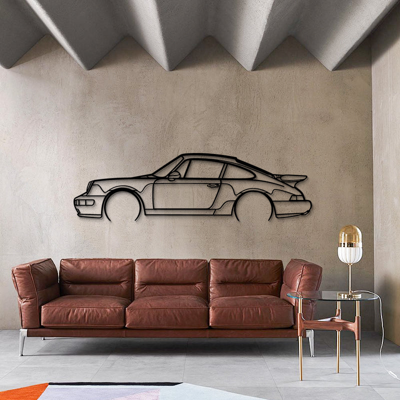 911 Turbo (964) Silhouette - Classic Sports Car Metal Wall Art