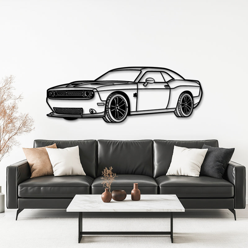 2019 Challenger SRT Hellcat Front Side Profile Silhouette - Muscle Car Metal Wall Art