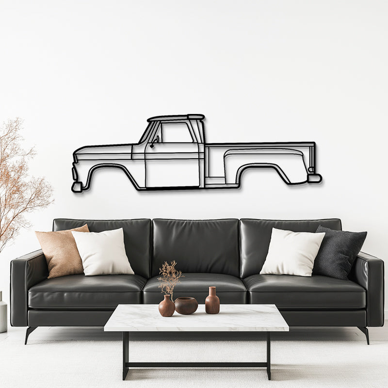 1965 C-10 StepSide Silhouette - Car Metal Wall Art