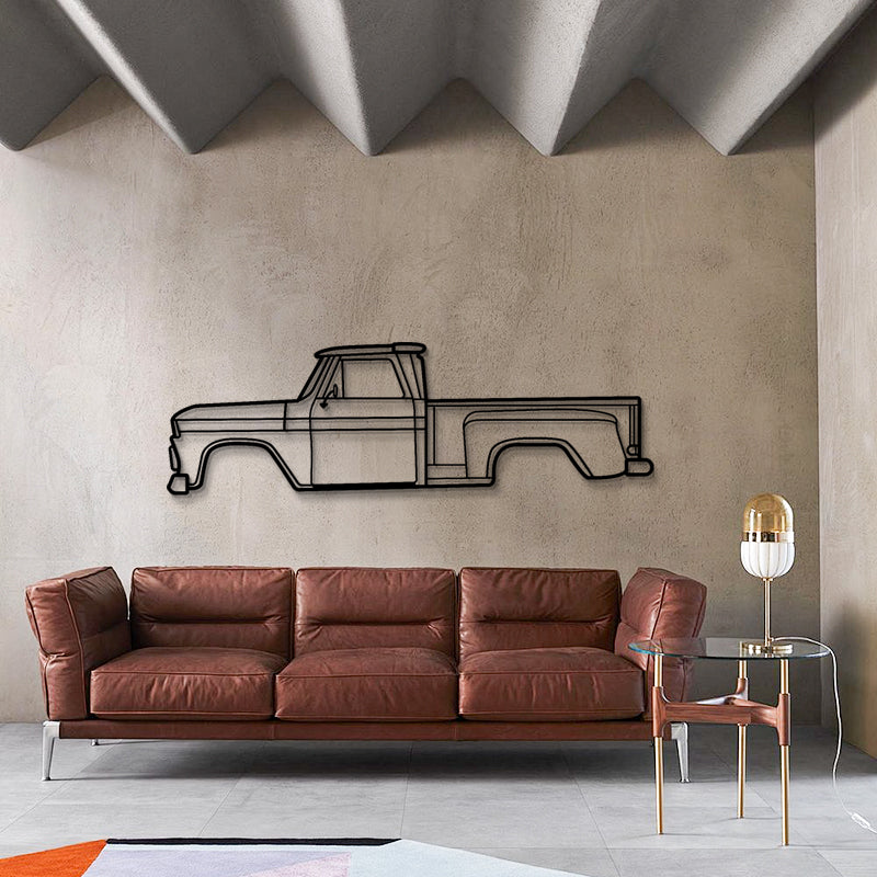 1965 C-10 StepSide Silhouette - Car Metal Wall Art
