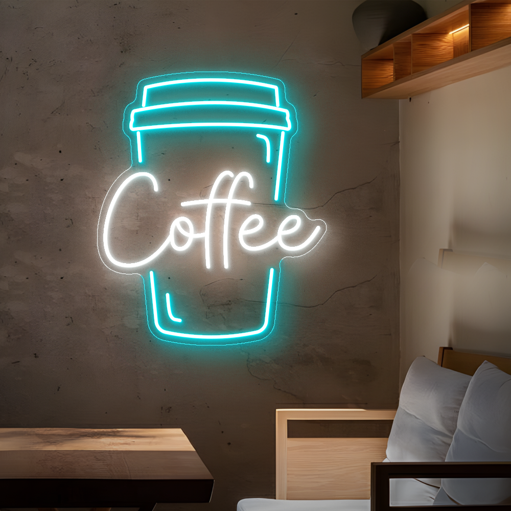 Kaffee -Neonschild mit Tasse Design - auffälliges Licht für Ihre Kaffeeecke