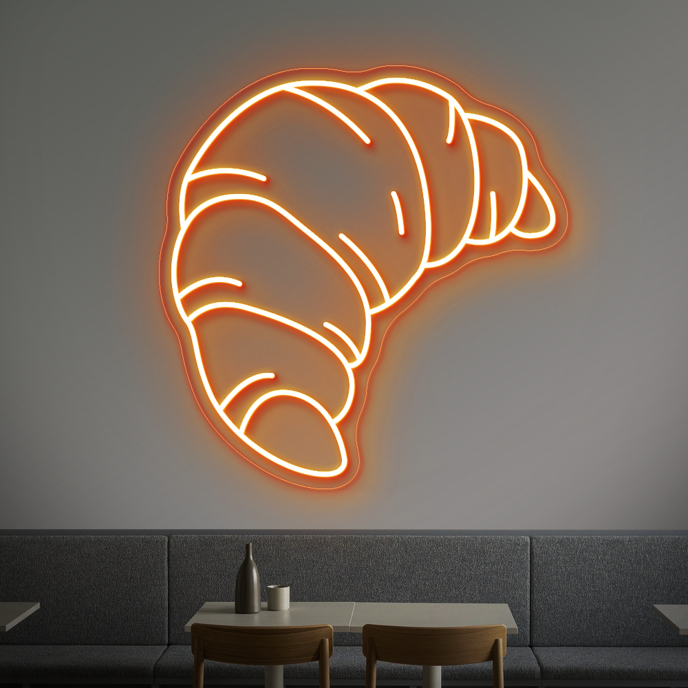 Croissant Neon Sign - LED Neon Light for Bakeries, Cafes & Kitchen Decor