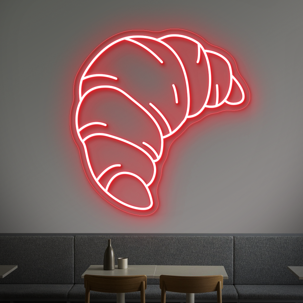 Croissant Neon Sign - LED Neon Light for Bakeries, Cafes & Kitchen Decor
