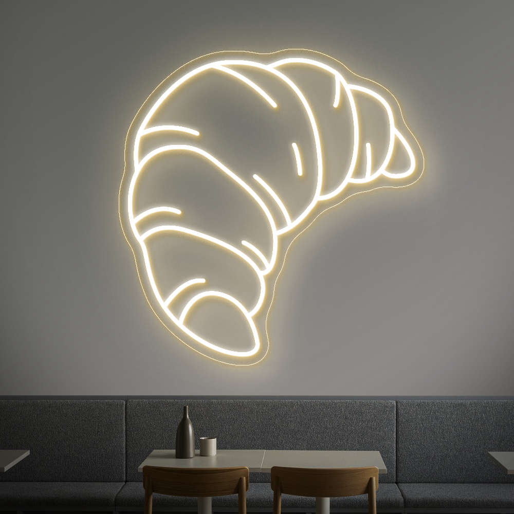 Croissant Neon Sign - LED Neon Light for Bakeries, Cafes & Kitchen Decor