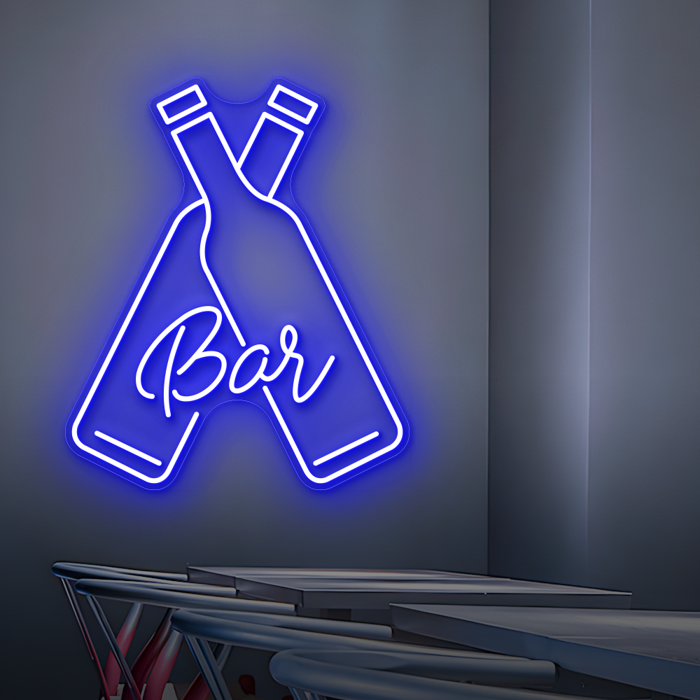 Double Bottle Bar Neon Sign - LED Neon Light for Cocktail Bars, Pubs & Lounges