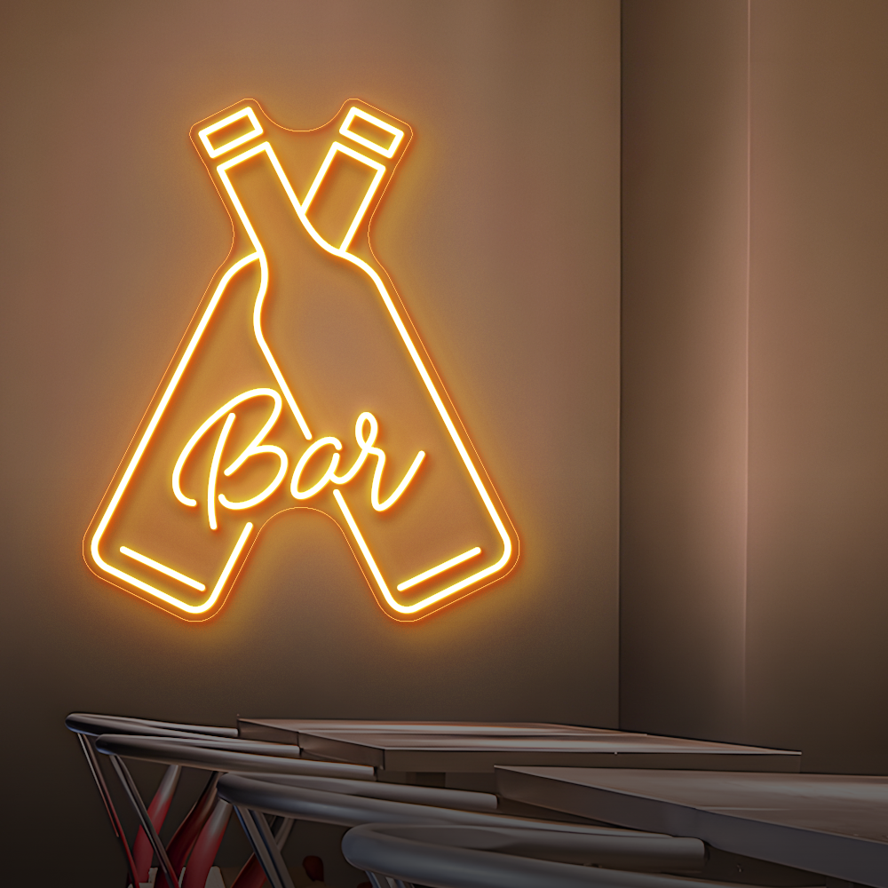 Double Bottle Bar Neon Sign - LED Neon Light for Cocktail Bars, Pubs & Lounges