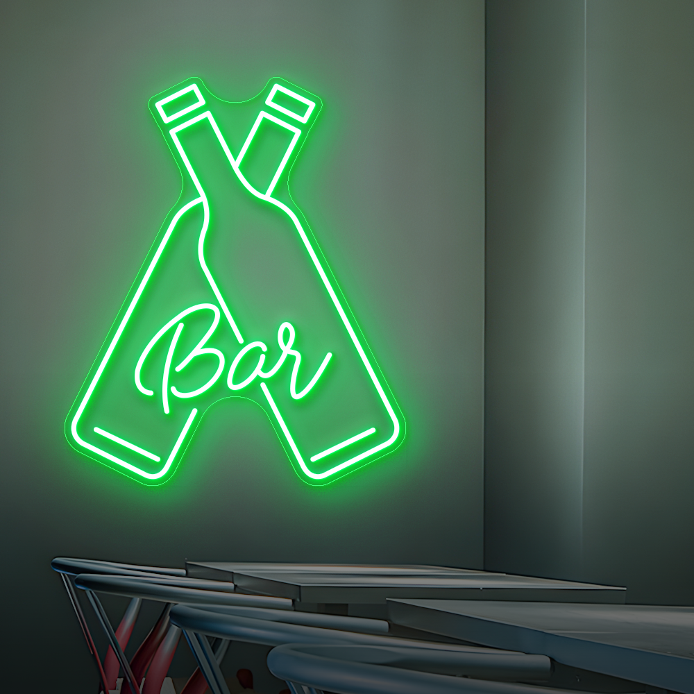 Double Bottle Bar Neon Sign - LED Neon Light for Cocktail Bars, Pubs & Lounges