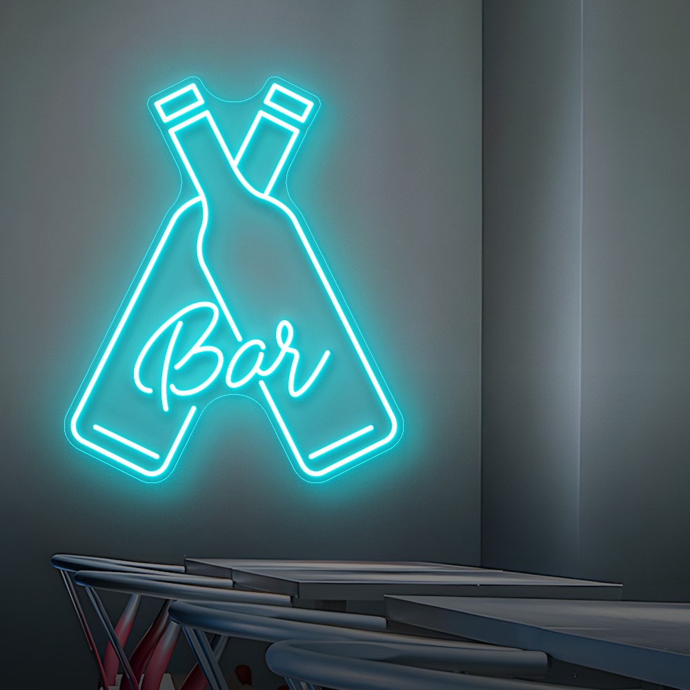 Double Bottle Bar Neon Sign - LED Neon Light for Cocktail Bars, Pubs & Lounges