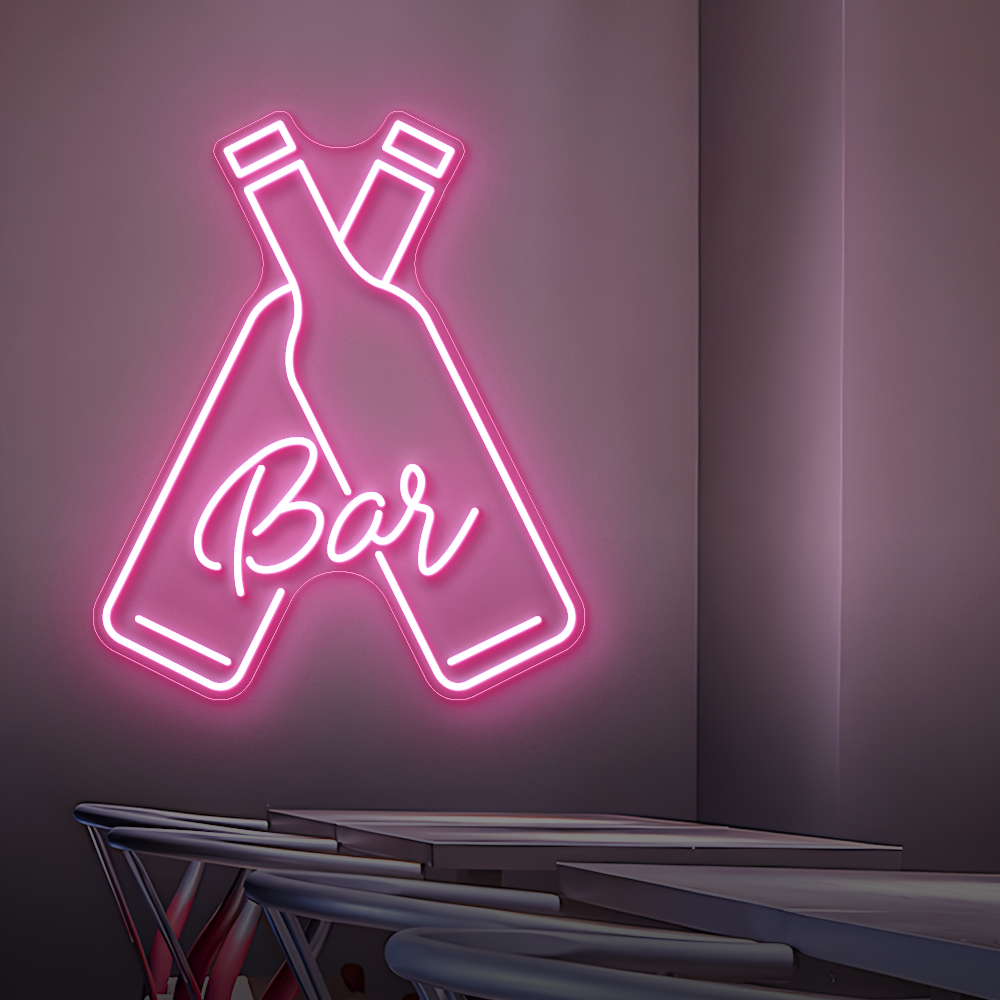 Double Bottle Bar Neon Sign - LED Neon Light for Cocktail Bars, Pubs & Lounges