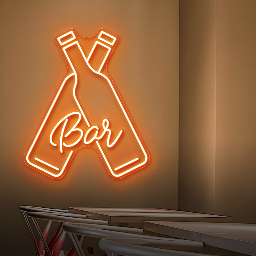 Double Bottle Bar Neon Sign - LED Neon Light for Cocktail Bars, Pubs & Lounges
