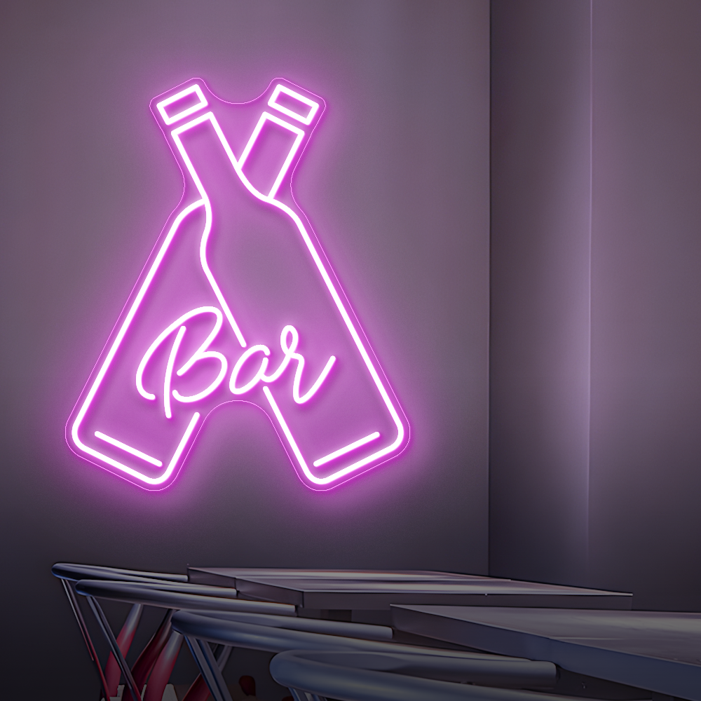 Double Bottle Bar Neon Sign - LED Neon Light for Cocktail Bars, Pubs & Lounges