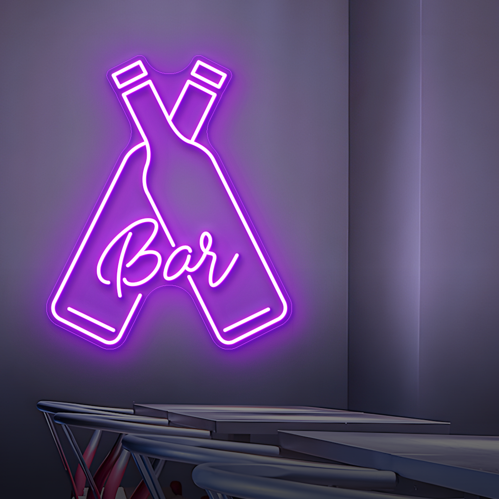 Double Bottle Bar Neon Sign - LED Neon Light for Cocktail Bars, Pubs & Lounges