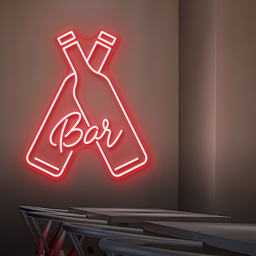 Double Bottle Bar Neon Sign - LED Neon Light for Cocktail Bars, Pubs & Lounges