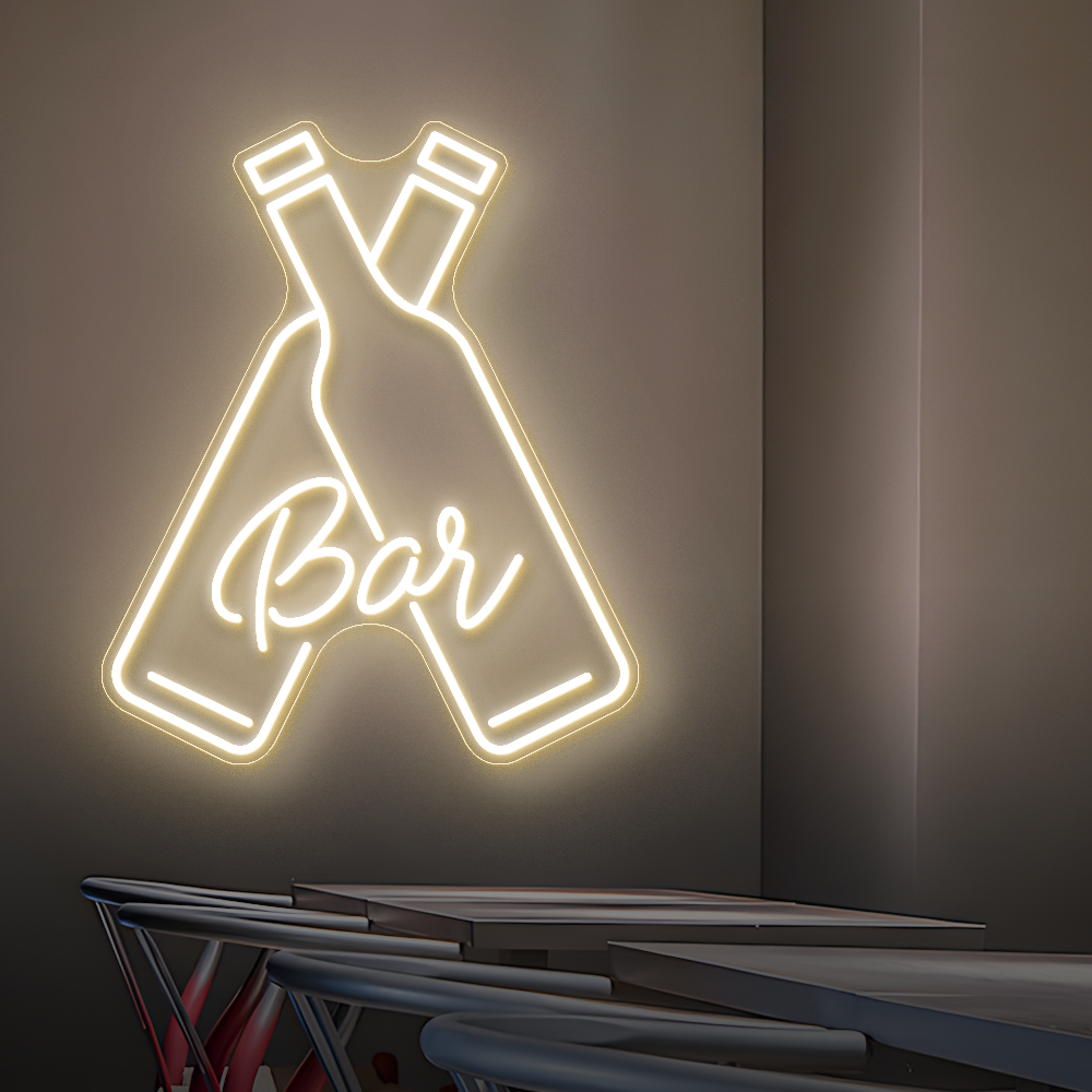 Double Bottle Bar Neon Sign - LED Neon Light for Cocktail Bars, Pubs & Lounges