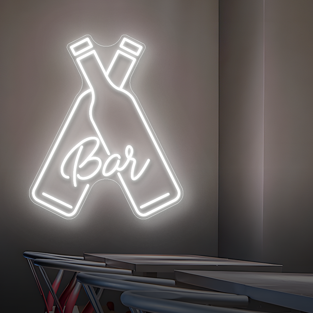 Double Bottle Bar Neon Sign - LED Neon Light for Cocktail Bars, Pubs & Lounges