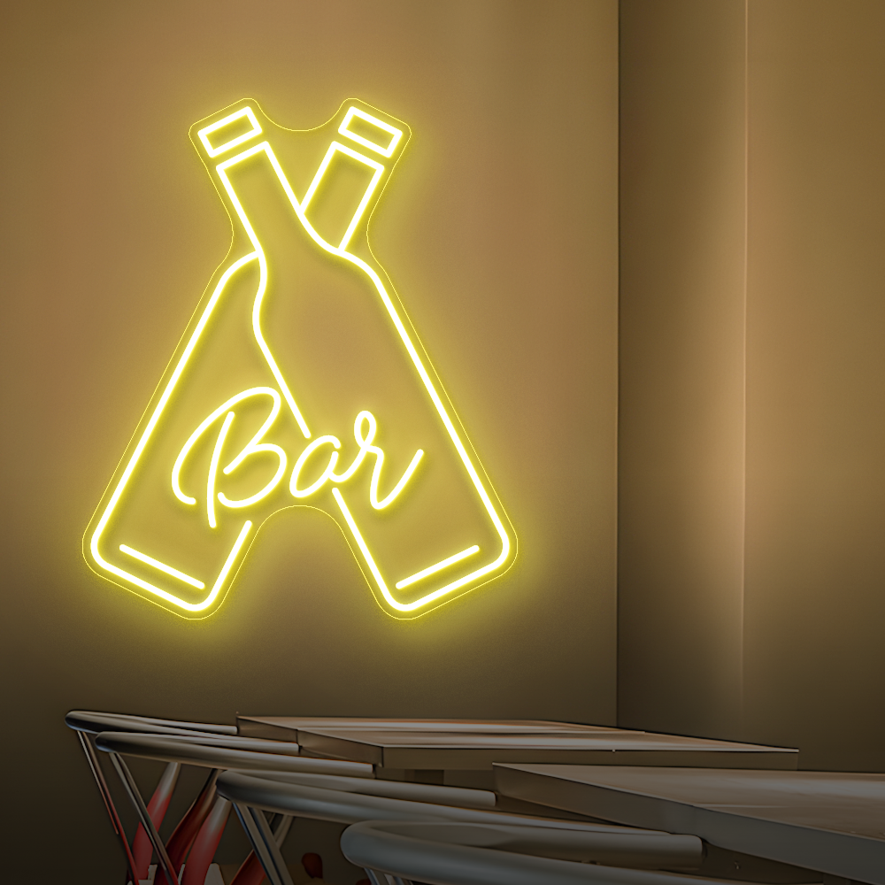 Double Bottle Bar Neon Sign - LED Neon Light for Cocktail Bars, Pubs & Lounges