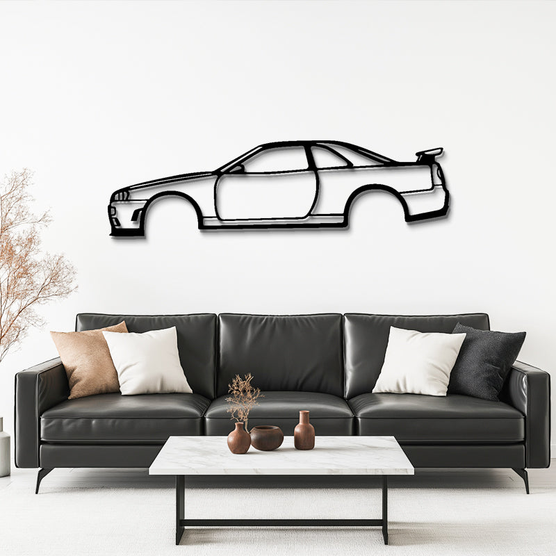 GT-R R34 Side Profile Silhouette - JDM Sports Car Metal Wall Art