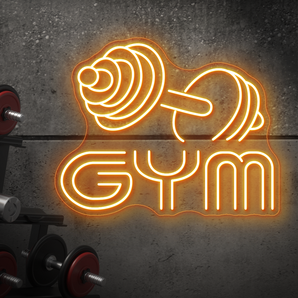 Barbell GYM Neon Sign - LED Neon Light for Home Gyms & Fitness Studios