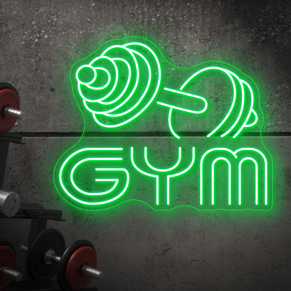 Barbell GYM Neon Sign - LED Neon Light for Home Gyms & Fitness Studios