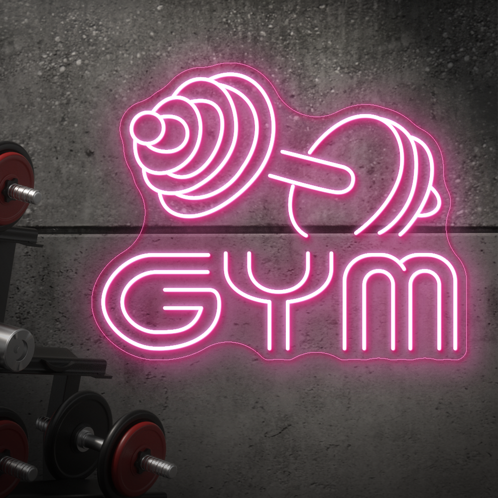 Barbell GYM Neon Sign - LED Neon Light for Home Gyms & Fitness Studios