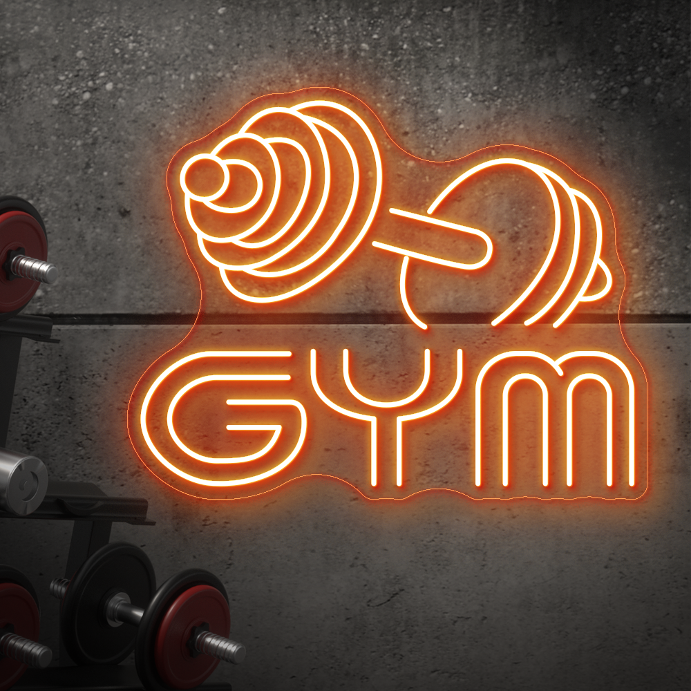 Barbell GYM Neon Sign - LED Neon Light for Home Gyms & Fitness Studios