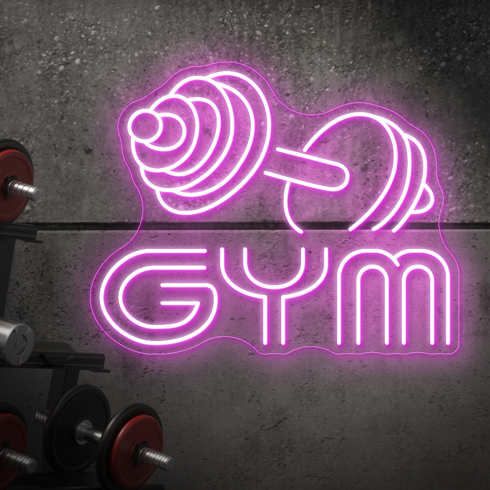 Barbell GYM Neon Sign - LED Neon Light for Home Gyms & Fitness Studios