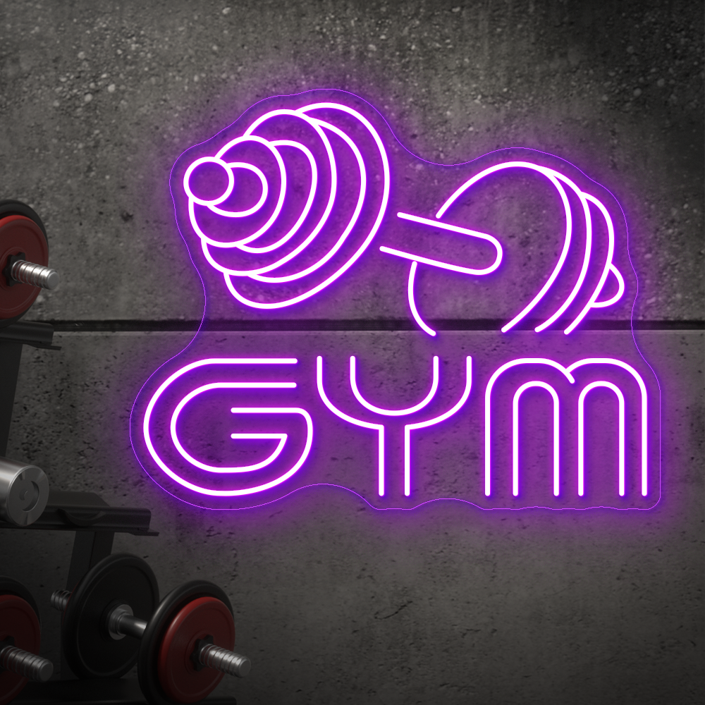 Barbell GYM Neon Sign - LED Neon Light for Home Gyms & Fitness Studios