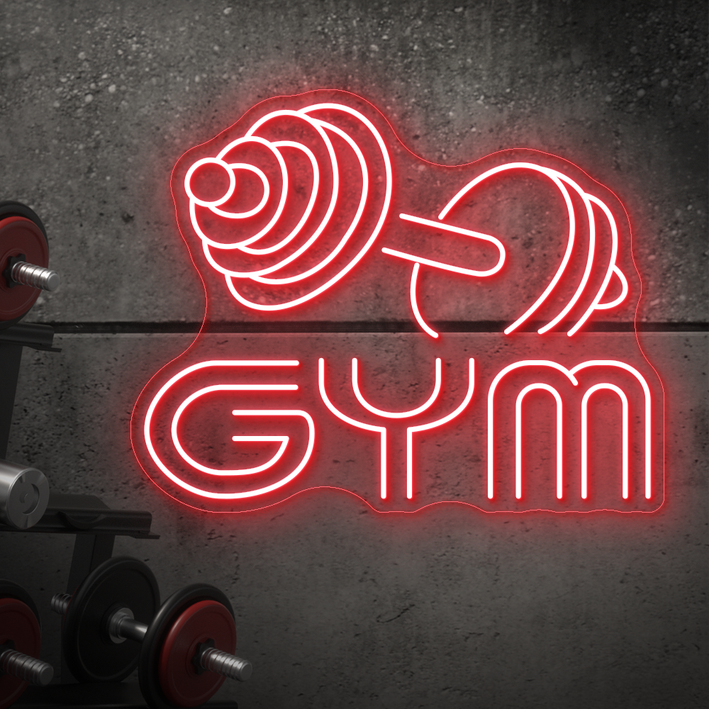 Barbell GYM Neon Sign - LED Neon Light for Home Gyms & Fitness Studios