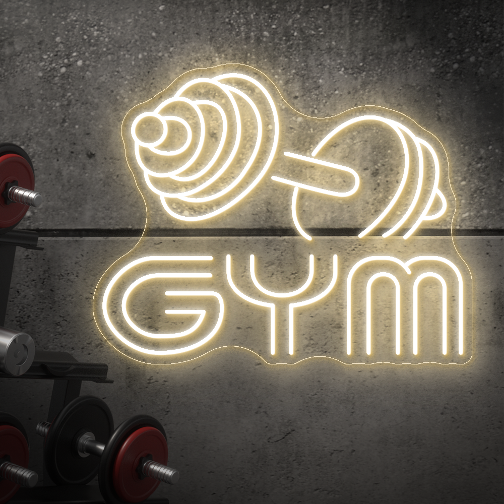 Barbell GYM Neon Sign - LED Neon Light for Home Gyms & Fitness Studios