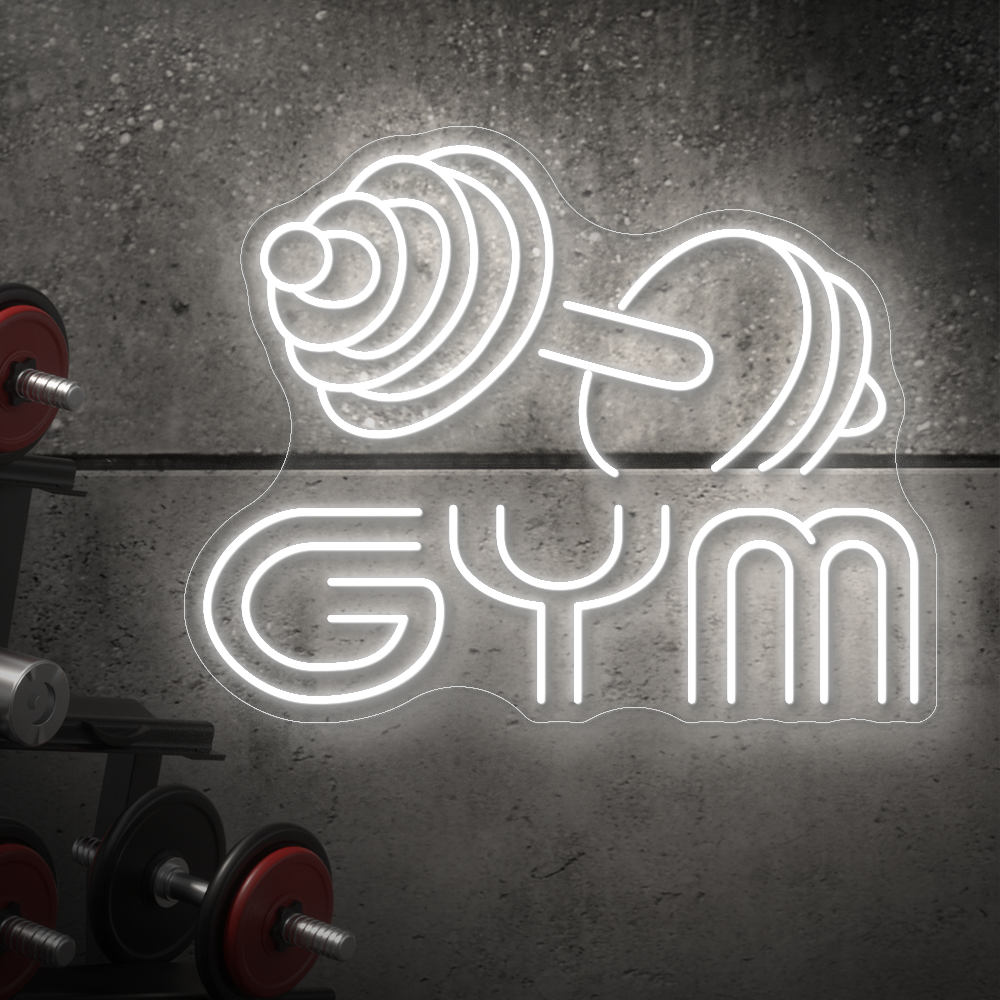 Barbell GYM Neon Sign - LED Neon Light for Home Gyms & Fitness Studios
