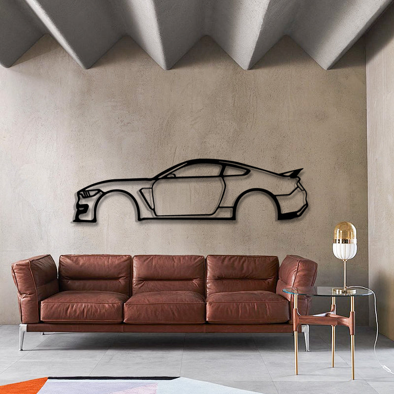 Mustang Side Profile Silhouette - Classic Muscle Car Metal Wall Art