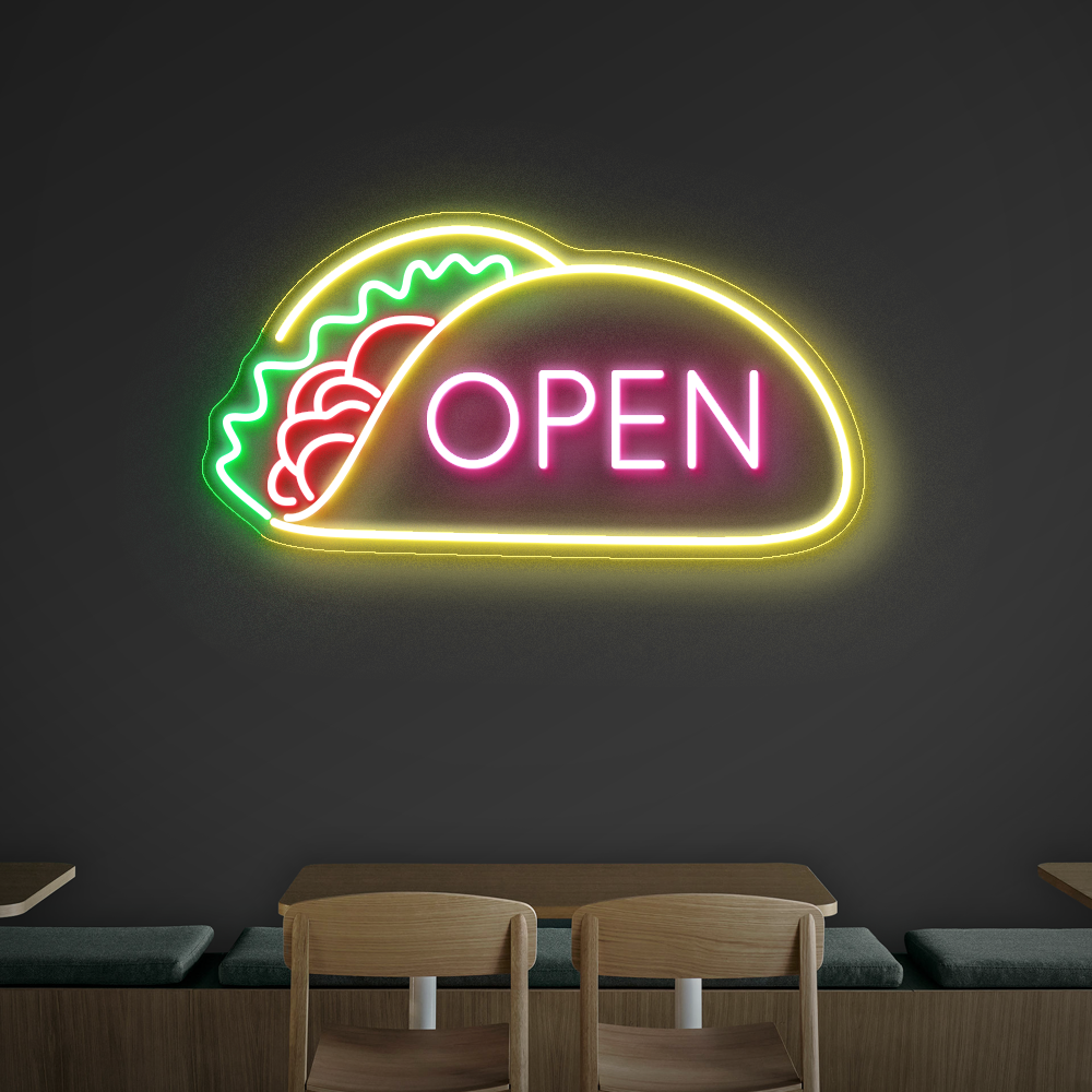 Open Burger Neon Sign – Bright LED Light to Welcome Customers