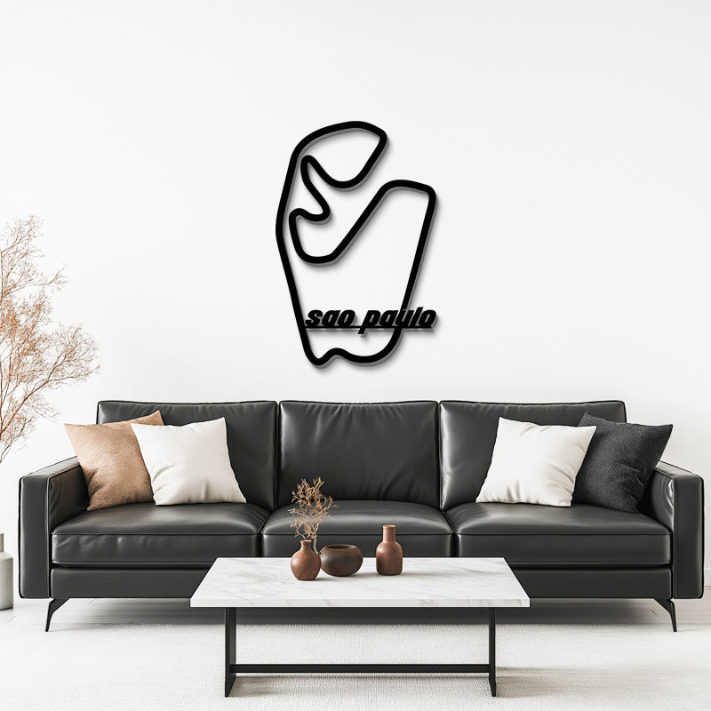 São Paulo Interlagos Formula 1 Track Silhouette - Brazilian Grand Prix Circuit Metal Wall Art