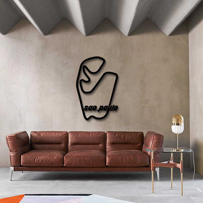 São Paulo Interlagos Formula 1 Track Silhouette - Brazilian Grand Prix Circuit Metal Wall Art