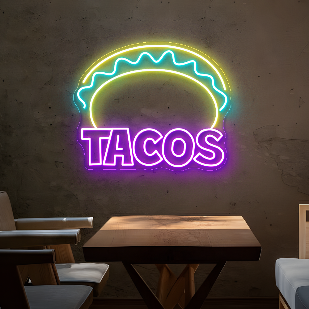Taco & Burger Neon Sign – Eye-catching LED Light for Taco & Burger Restaurants