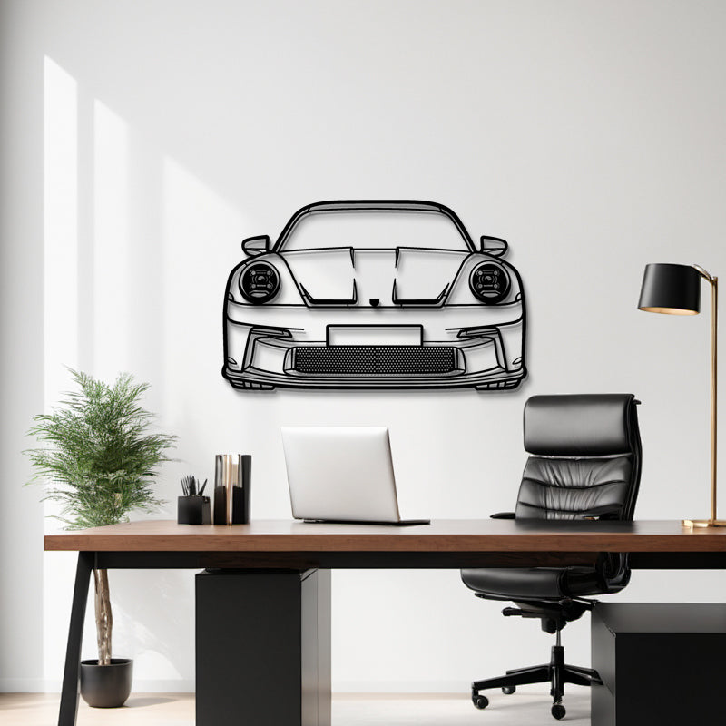911 GT3 Front Profile Silhouette - Sports Car Metal Wall Art