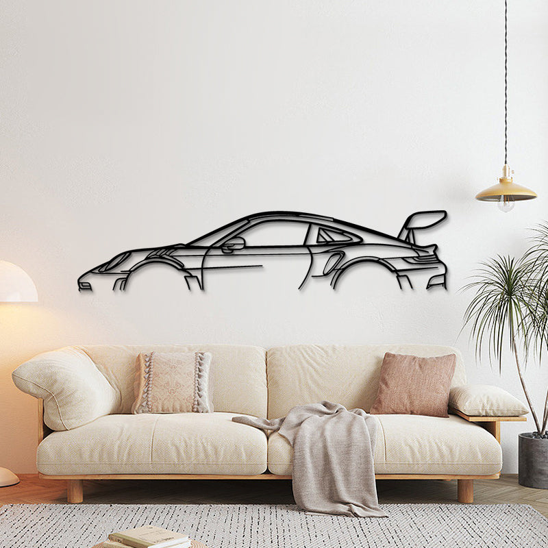 911 GT3 RS (992) Silhouette - High-Performance Sports Car Metal Wall Art
