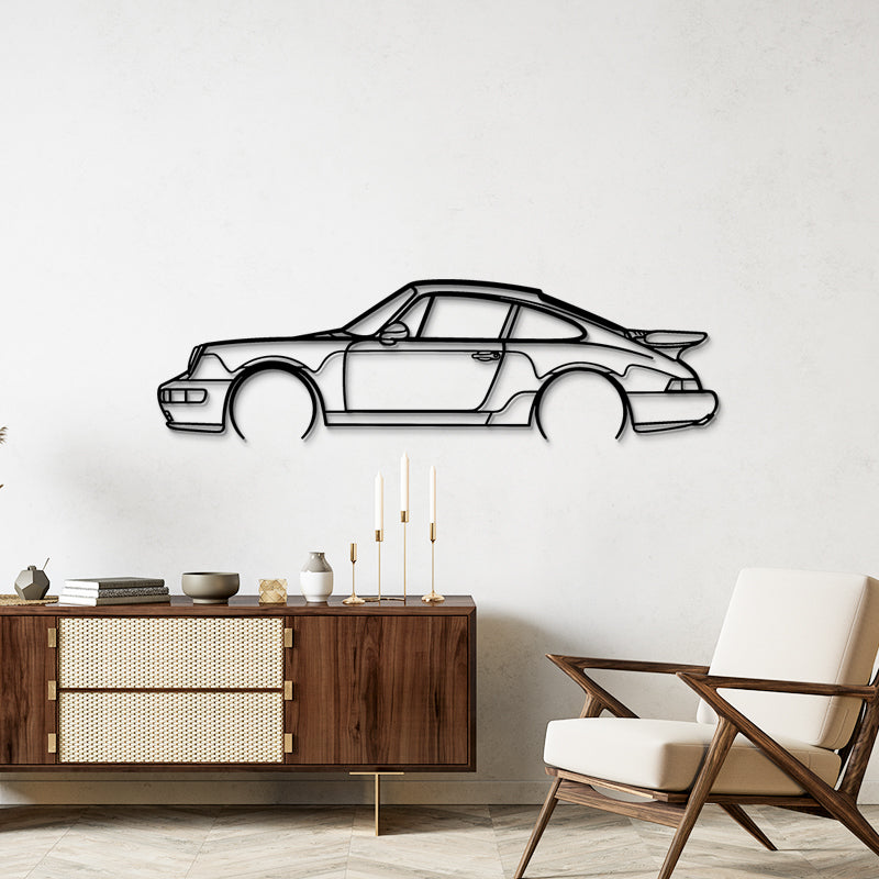 911 Turbo (964) Silhouette - Classic Sports Car Metal Wall Art