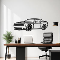 2019 Challenger SRT Hellcat Front Side Profile Silhouette - Muscle Car Metal Wall Art