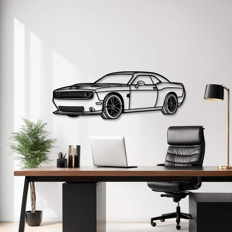 2019 Challenger SRT Hellcat Front Side Profile Silhouette - Muscle Car Metal Wall Art