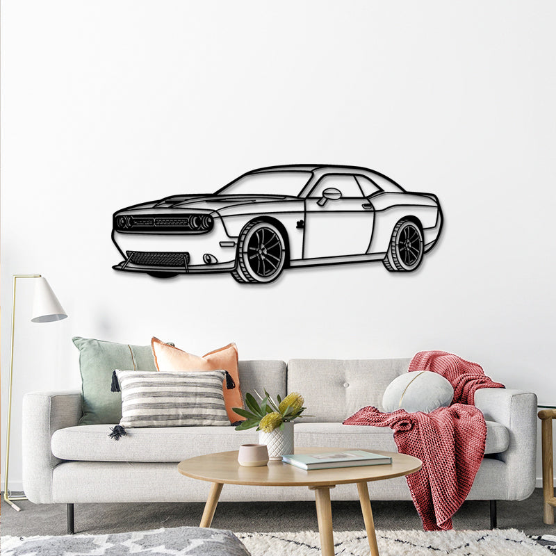2019 Challenger SRT Hellcat Front Side Profile Silhouette - Muscle Car Metal Wall Art