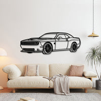 2019 Challenger SRT Hellcat Front Side Profile Silhouette - Muscle Car Metal Wall Art
