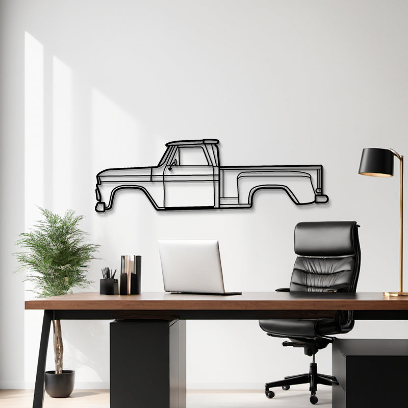 1965 C-10 StepSide Silhouette - Car Metal Wall Art