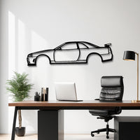 GT-R R34 Side Profile Silhouette - JDM Sports Car Metal Wall Art